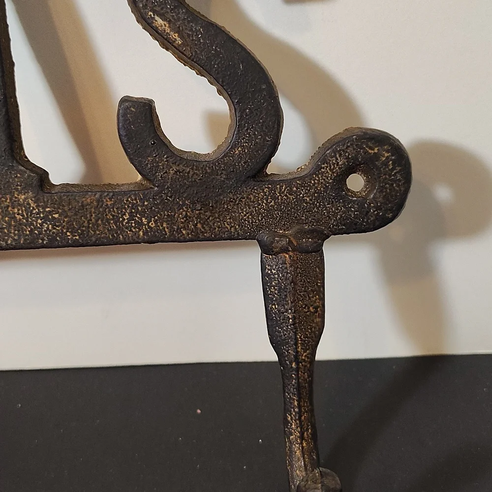 Rustic Cast Iron Brown Coat Hook Rack